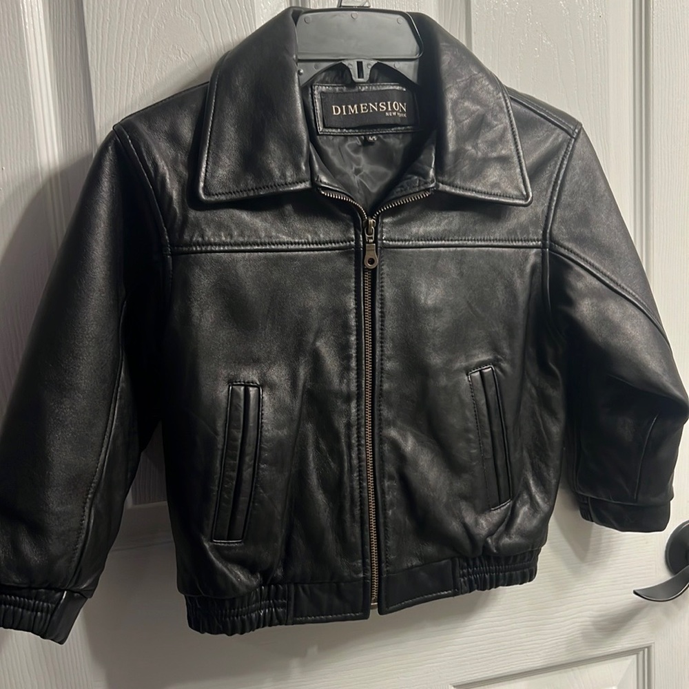 Leather bomber jacket